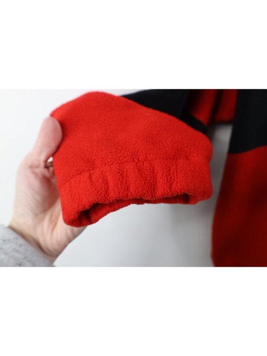 Vintage 90s Mens Large Detroit Red Wings Hockey 1/4 1/2 Zip Fleece Sweater Red - Picture 9 of 14